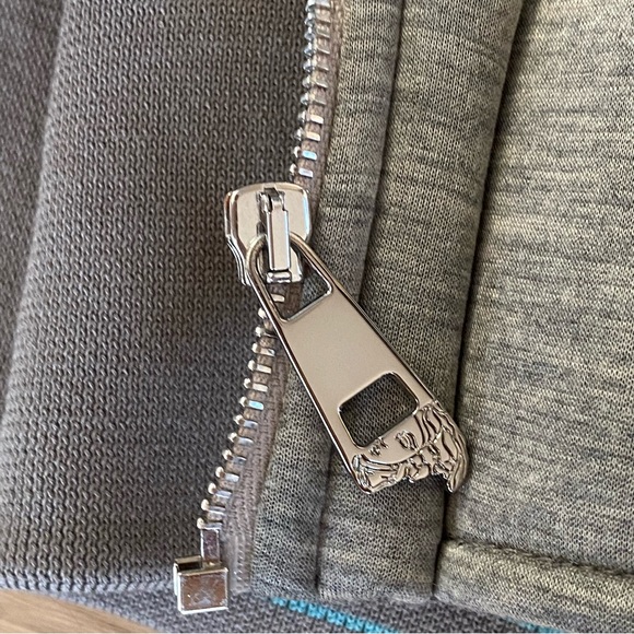 Versace Gray Scuba Bomber Jacket with Turquoise Trim Sz XL - Picture 6 of 13